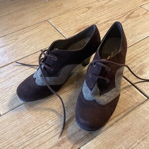 Brown and Gray Women's Lace-Up Shoes